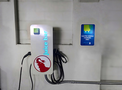 EV Charging Red Beam Garage C